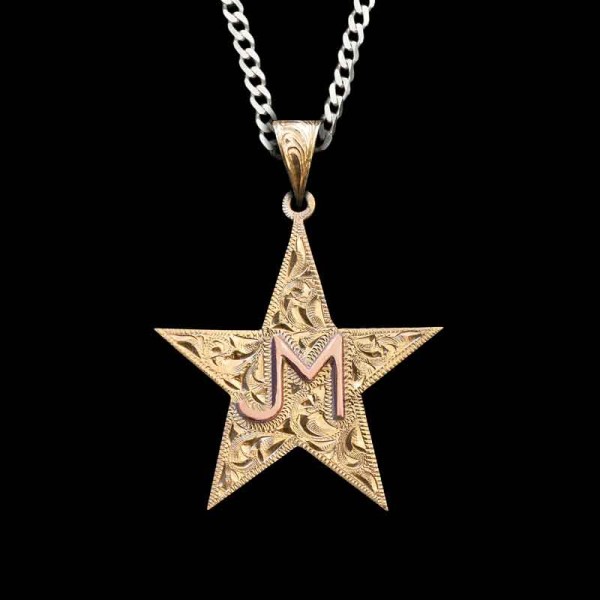 Perfect for a Gift or for your Ranch Hands! This Ranch Brand Star Custom Pendant can be customized with your Ranch Brand or Initials and your choice of base material. Hand-engraved by our expert craftsmen.

Pair with a sterling silver chain to create fu